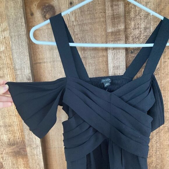 Ann Taylor Crepe Wrap Cold Shoulder Tie Back Top - Picture 5 of 9